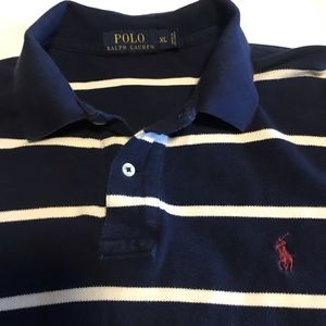 Polo size XL short sleeve navy blue striped $15